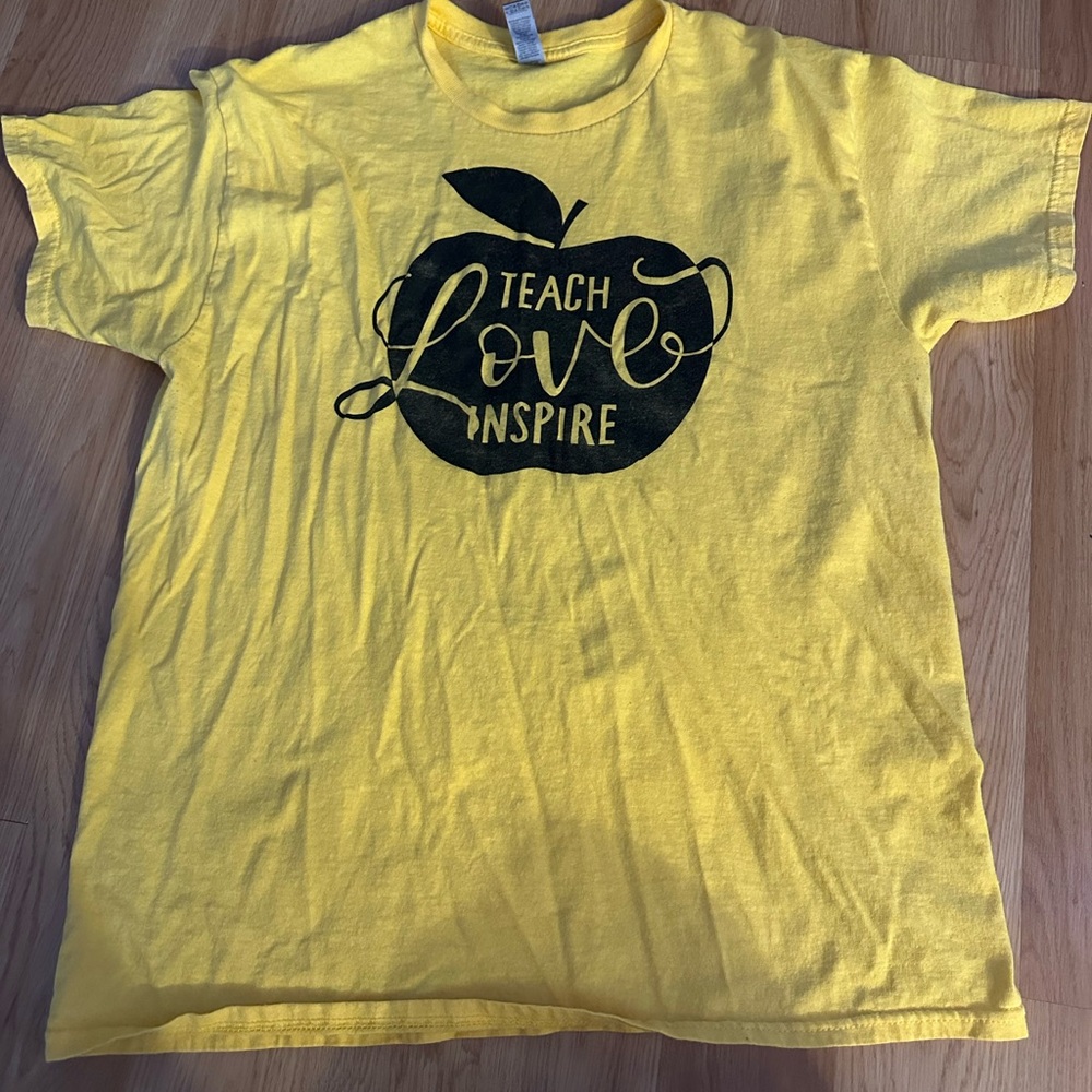 Yellow Teacher Shirt with Inspirational Print